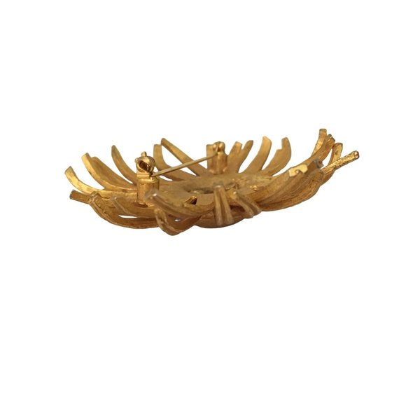 Sculptural Botanical Flower Vintage Figural Brooch Pin Costume Jewelry - Picture 4 of 5